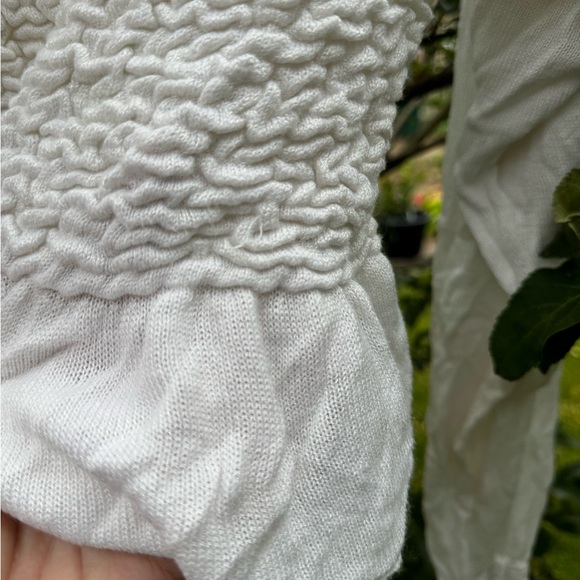 FREE PEOPLE Free Spirit Smocked Bust Blouse with Draped Sleeves, White - Sz L - Picture 14 of 17